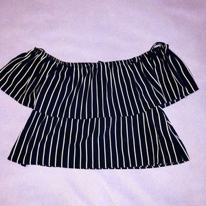 Striped Off The Shoulder Crop Top